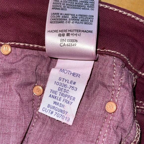 MOTHER The Tripper High Rise Ankle Fray Jeans in Burgundy Size 26 - Picture 10 of 14